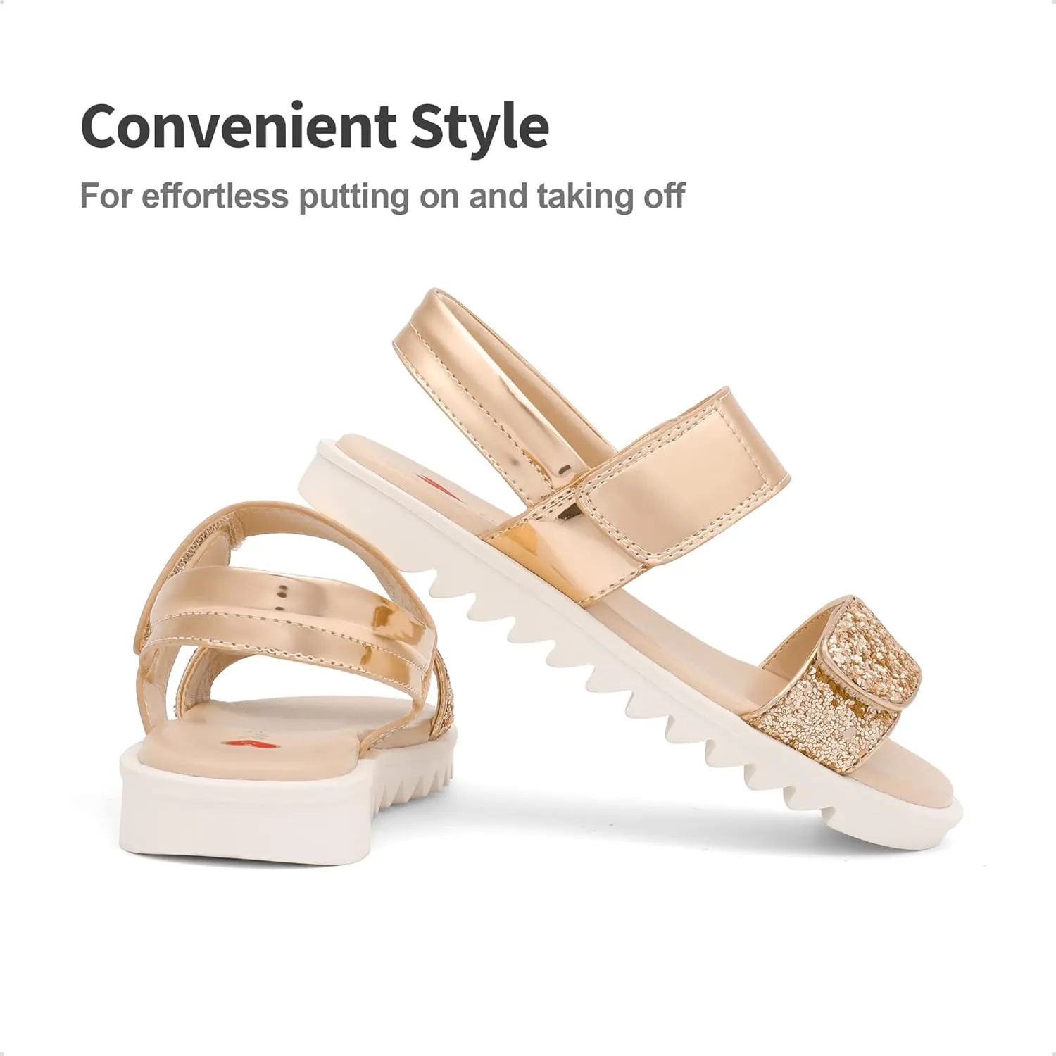 DREAM PAIRS Girls Sandals Glitter Two Strapped Casual Open Toe Sandals Little Kid/Big Kid
