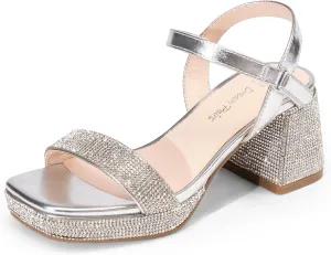 DREAM PAIRS Girls Sandals Open Toe Low Block Chunky Heels Sandals Party Dress Pumps Shoes for Little Big Kid