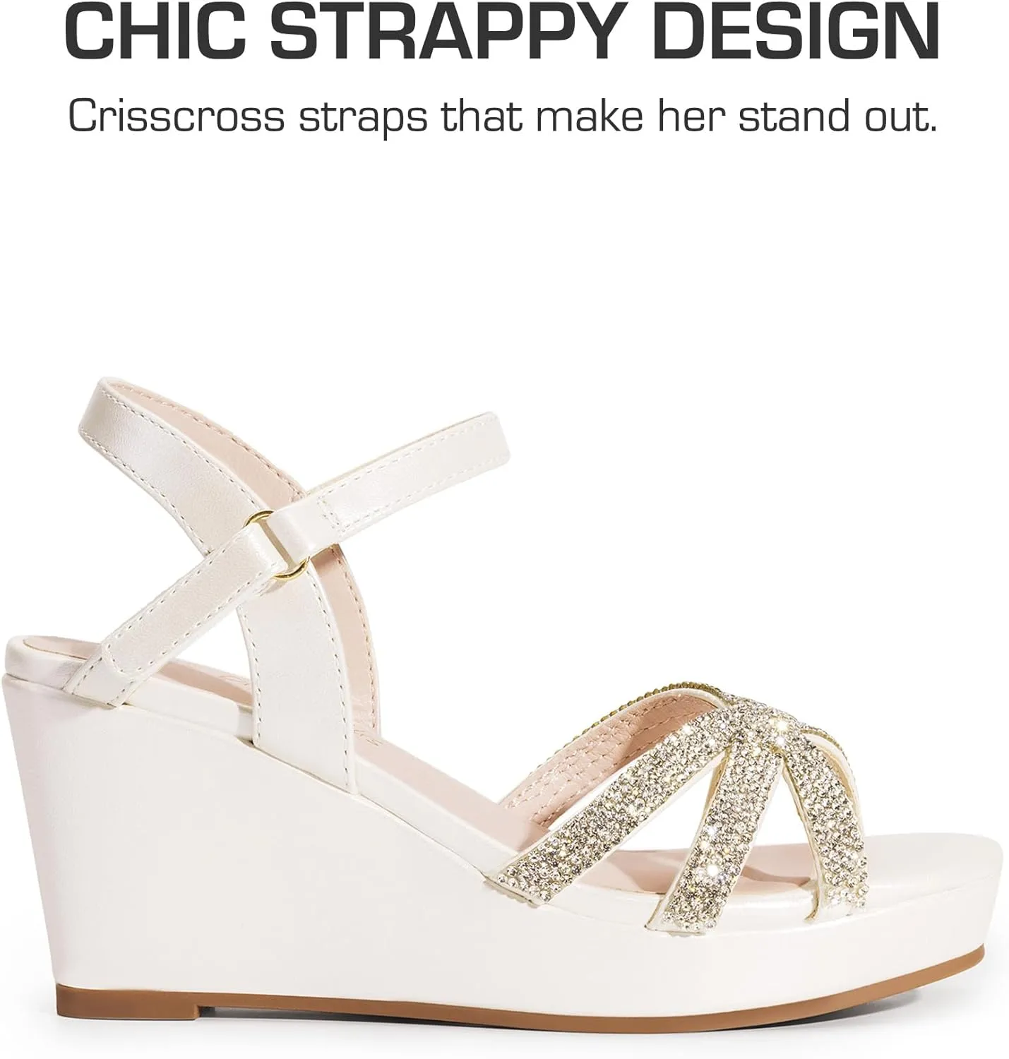 DREAM PAIRS Girls Wedge Sandals Flatform Open Toe Summer Platform Sandals Flower Wedding Party for Little Kid/Big Kid