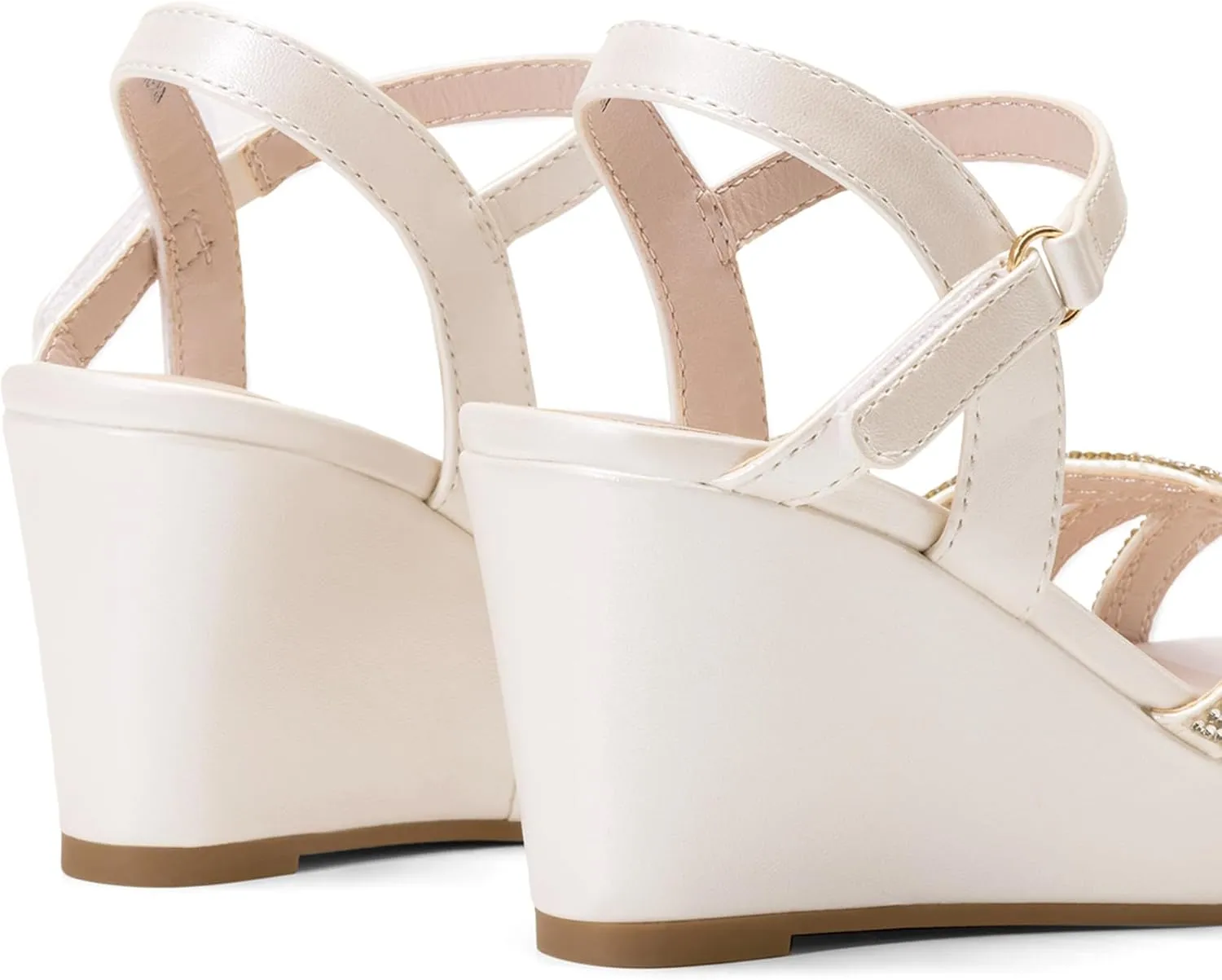 DREAM PAIRS Girls Wedge Sandals Flatform Open Toe Summer Platform Sandals Flower Wedding Party for Little Kid/Big Kid