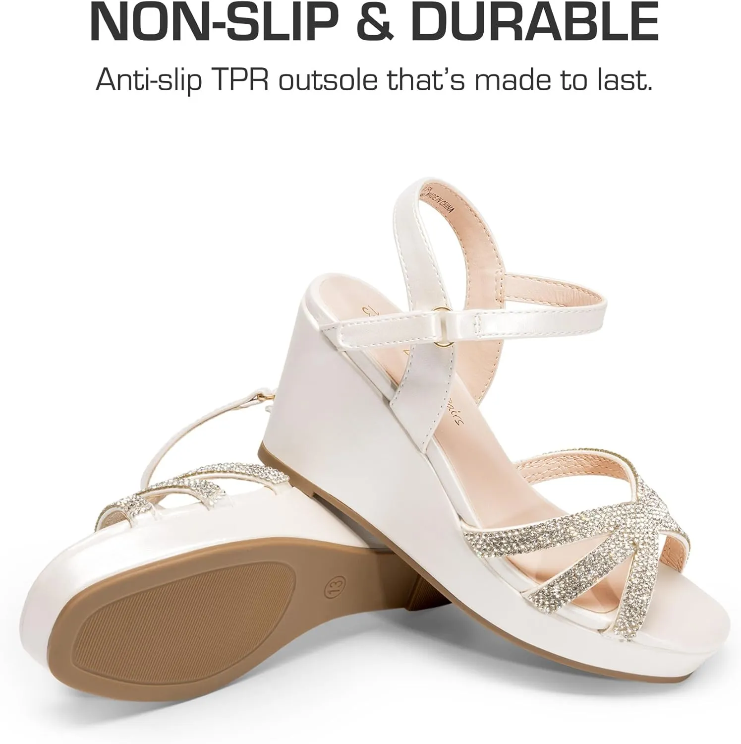 DREAM PAIRS Girls Wedge Sandals Flatform Open Toe Summer Platform Sandals Flower Wedding Party for Little Kid/Big Kid
