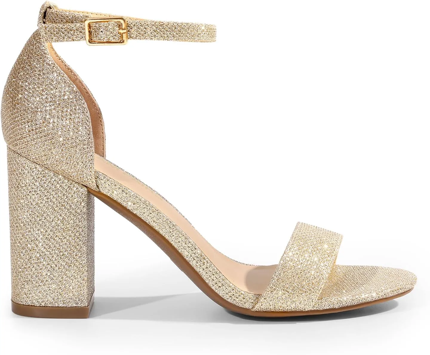 DREAM PAIRS Heels for Women Chunky Block Heel Open Toe Ankle Strap 3.5 Inch Heeled Sandals for Party Date Wedding