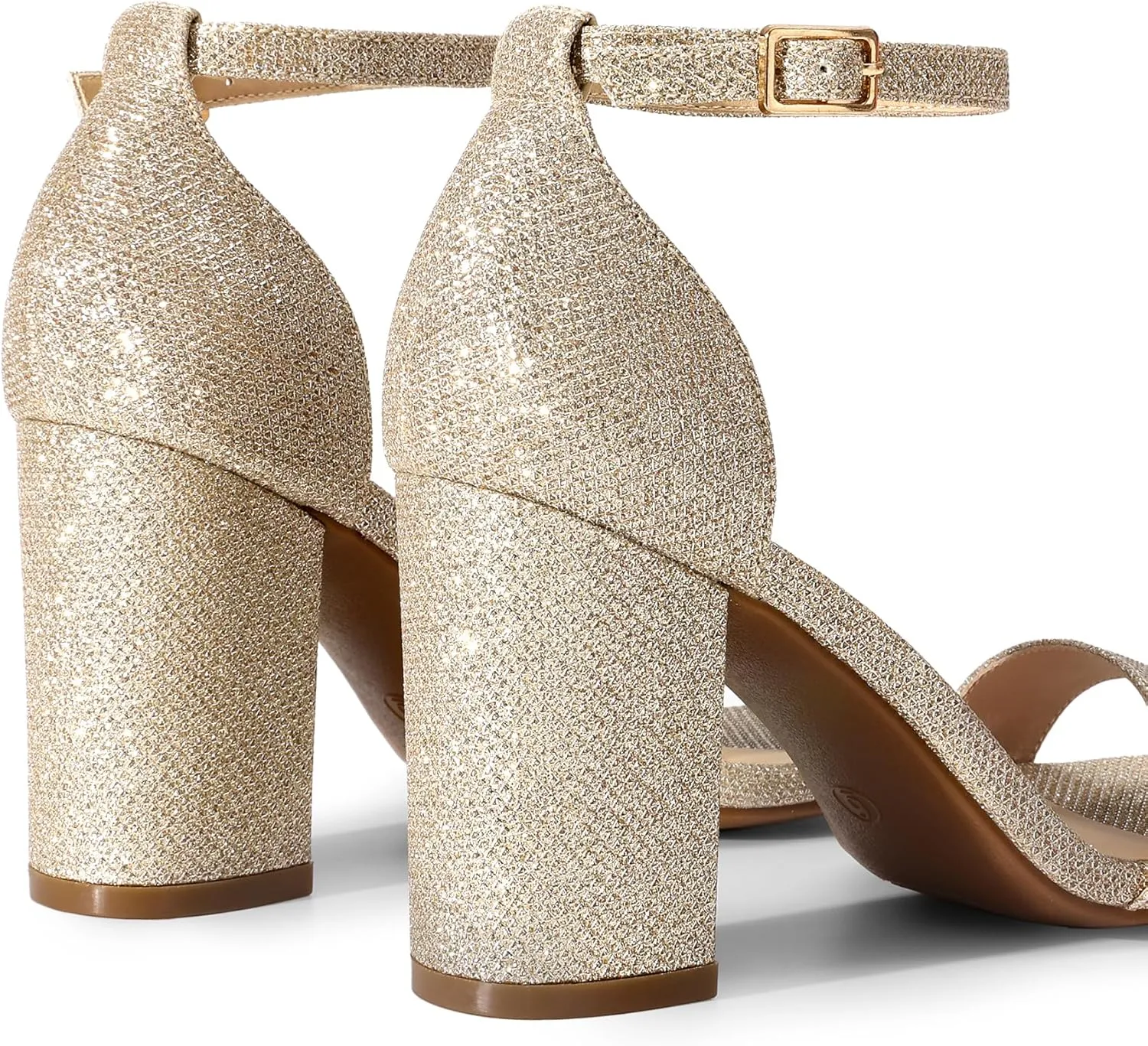 DREAM PAIRS Heels for Women Chunky Block Heel Open Toe Ankle Strap 3.5 Inch Heeled Sandals for Party Date Wedding
