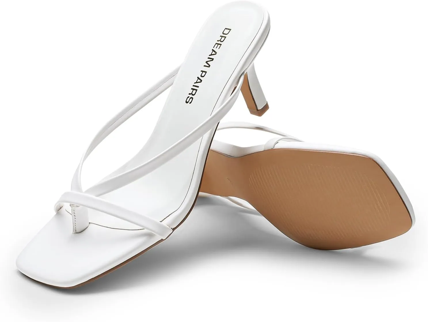 DREAM PAIRS Heels for Women Flip Flops Kitten Low Heels Open Square Toe Thong Heeled Sandals, Sexy Fashion Comfort Shoes for Party Casual Slides