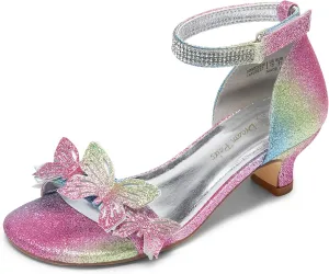 DREAM PAIRS Lace Up Low Heel Sandals for Girls Ankle Strap Dress Pump Strappy Gladiator Wedding Party Shoes for Little Kid/Big Kid