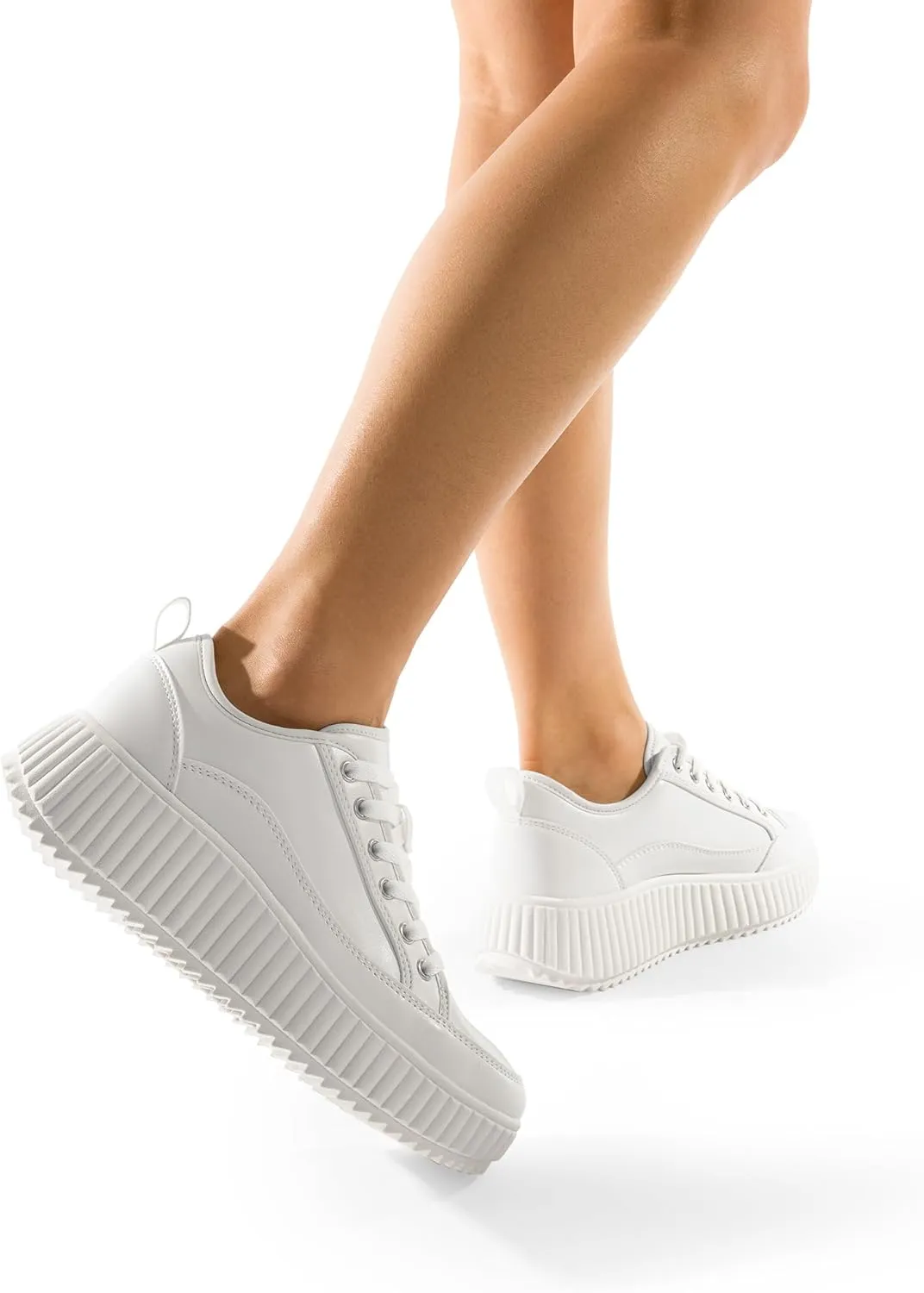 DREAM PAIRS Women Platform Chunky Lightweight Comfortable Casual Lace-Up Sky Walking Fashion Sneakers