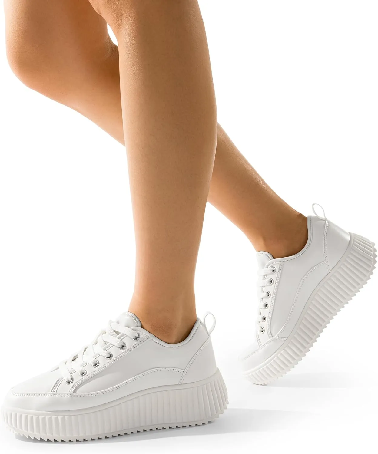 DREAM PAIRS Women Platform Chunky Lightweight Comfortable Casual Lace-Up Sky Walking Fashion Sneakers