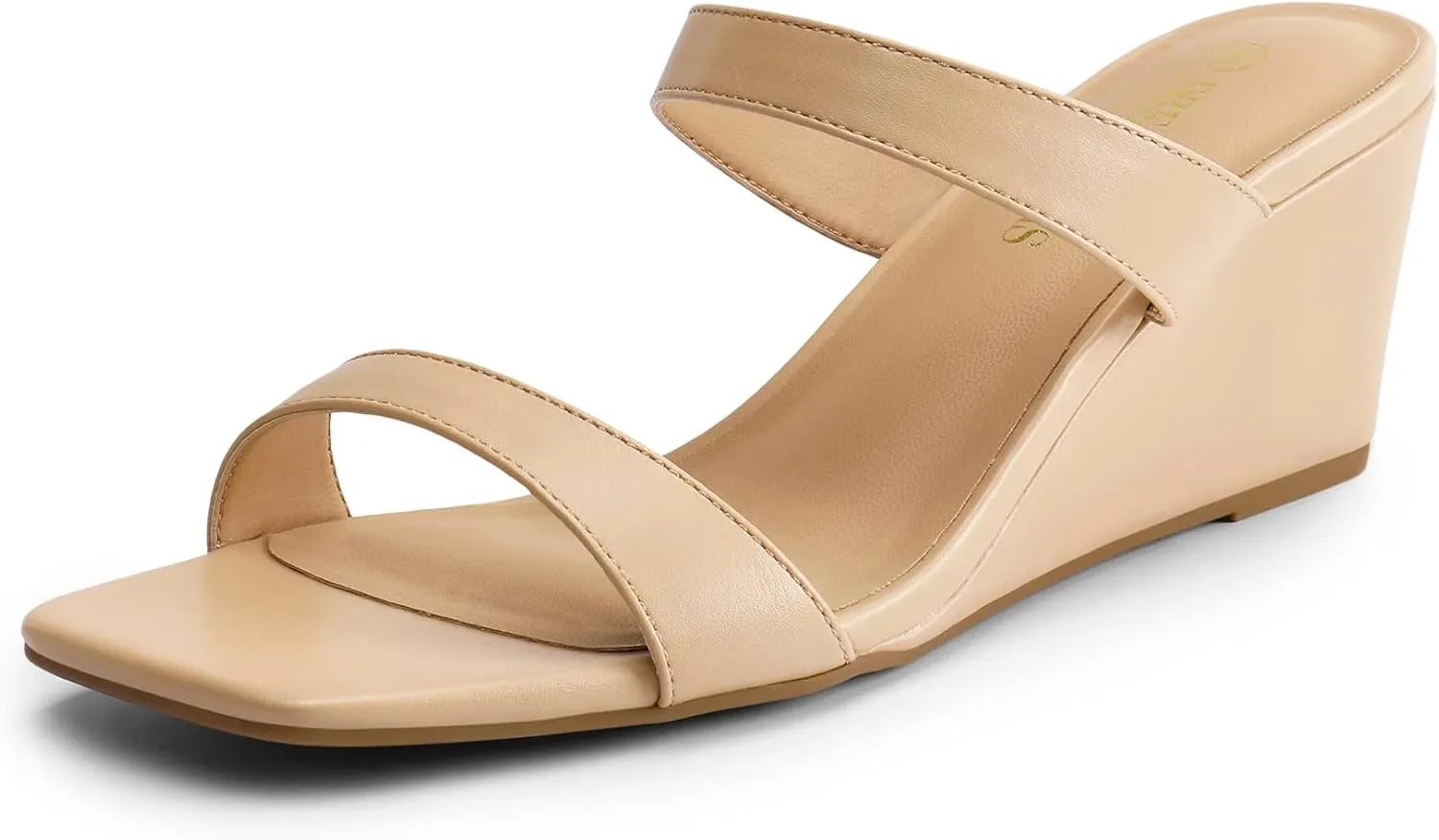 DREAM PAIRS Women Slides Wedge Sandals Square Open Toe Dress Casual Strappy Shoes