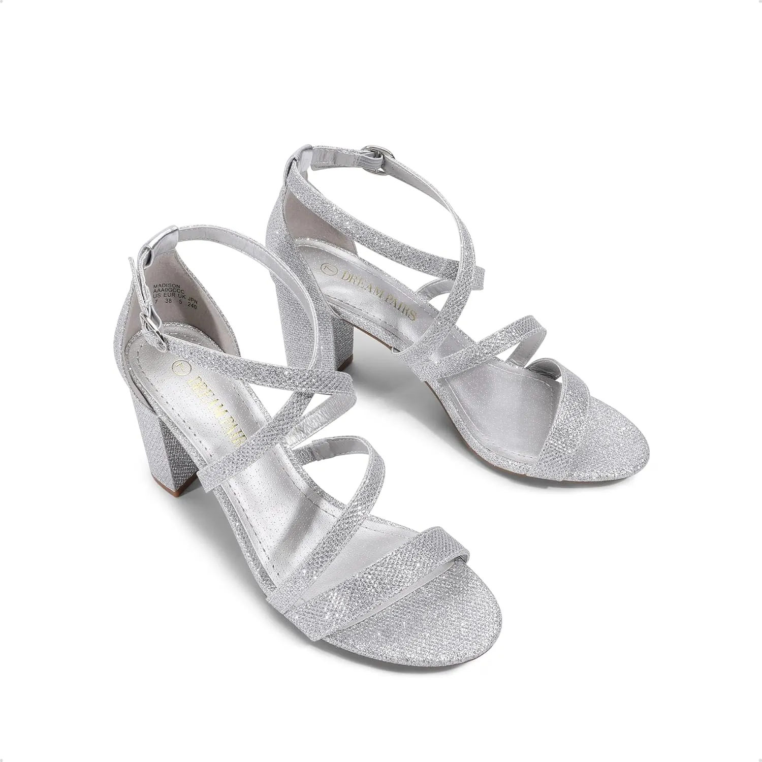 DREAM PAIRS Women’s Ankle Strap Dress Pump Low Chunky Heel Sandals
