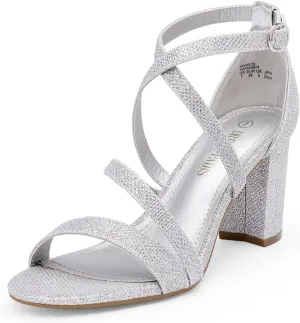 DREAM PAIRS Women’s Ankle Strap Dress Pump Low Chunky Heel Sandals