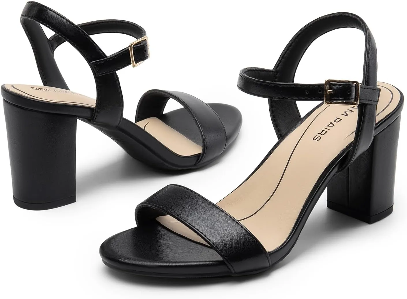 DREAM PAIRS Women's Chunky Heels Block Round Open Toe Ankle Strap Heel Fashion Wedding Party Comfort Dress Sandals Shoes