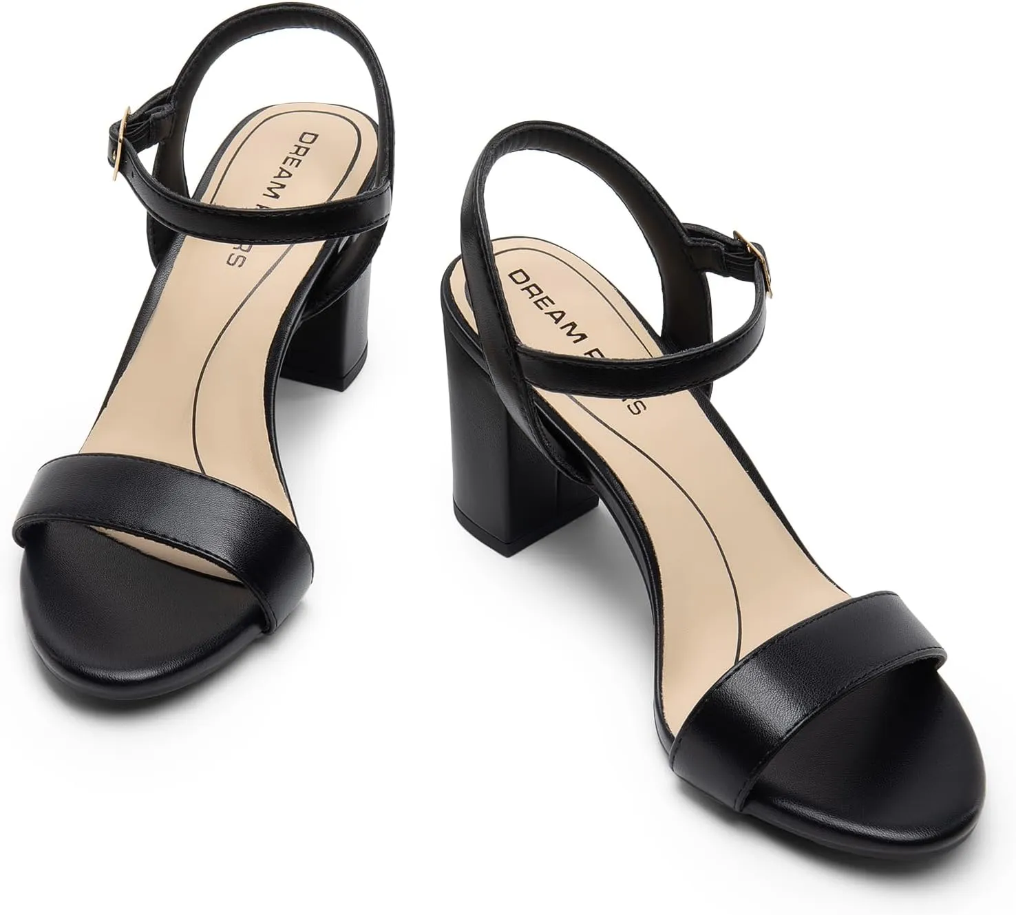 DREAM PAIRS Women's Chunky Heels Block Round Open Toe Ankle Strap Heel Fashion Wedding Party Comfort Dress Sandals Shoes
