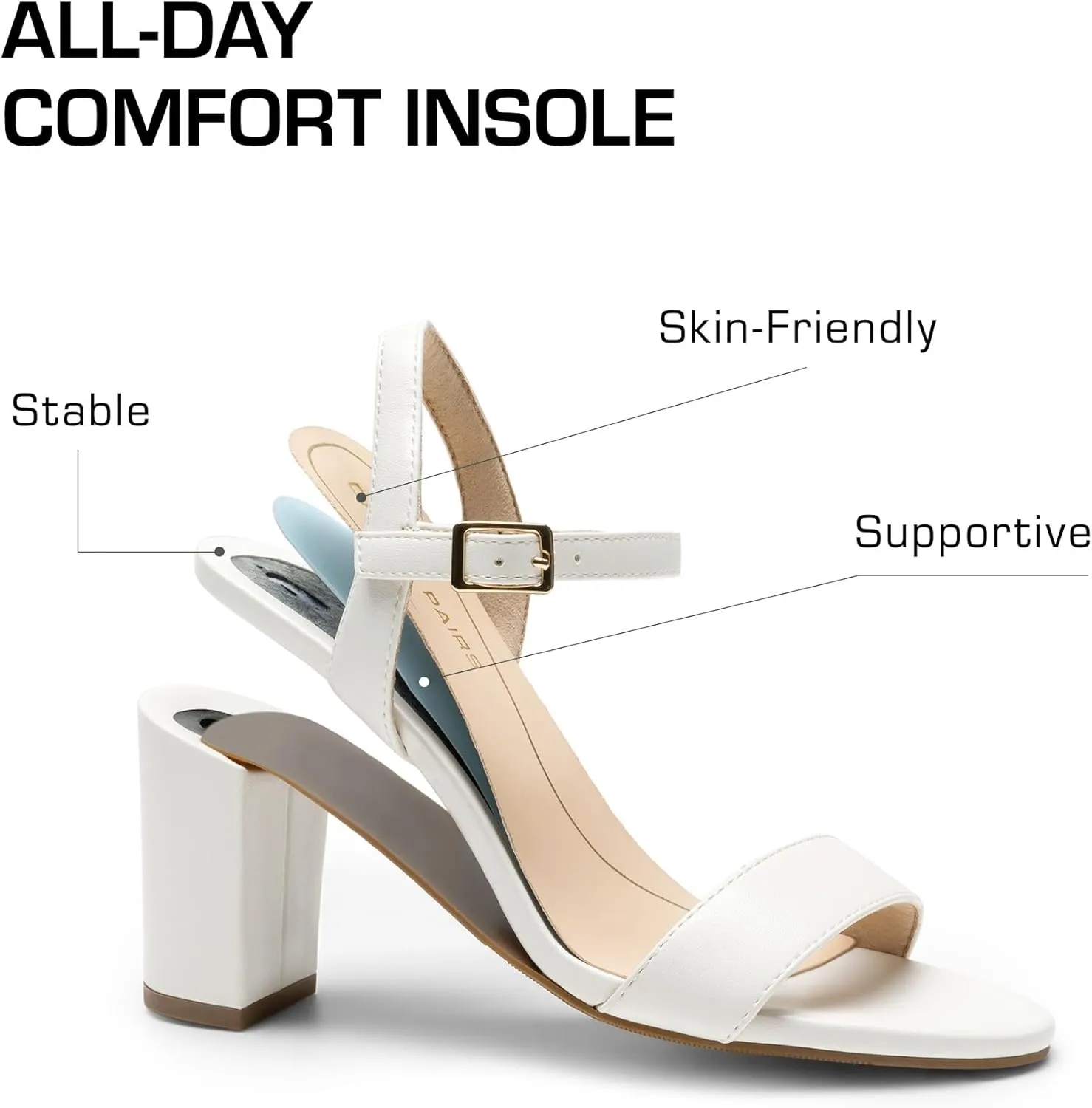 DREAM PAIRS Women's Chunky Heels Block Round Open Toe Ankle Strap Heel Fashion Wedding Party Comfort Dress Sandals Shoes