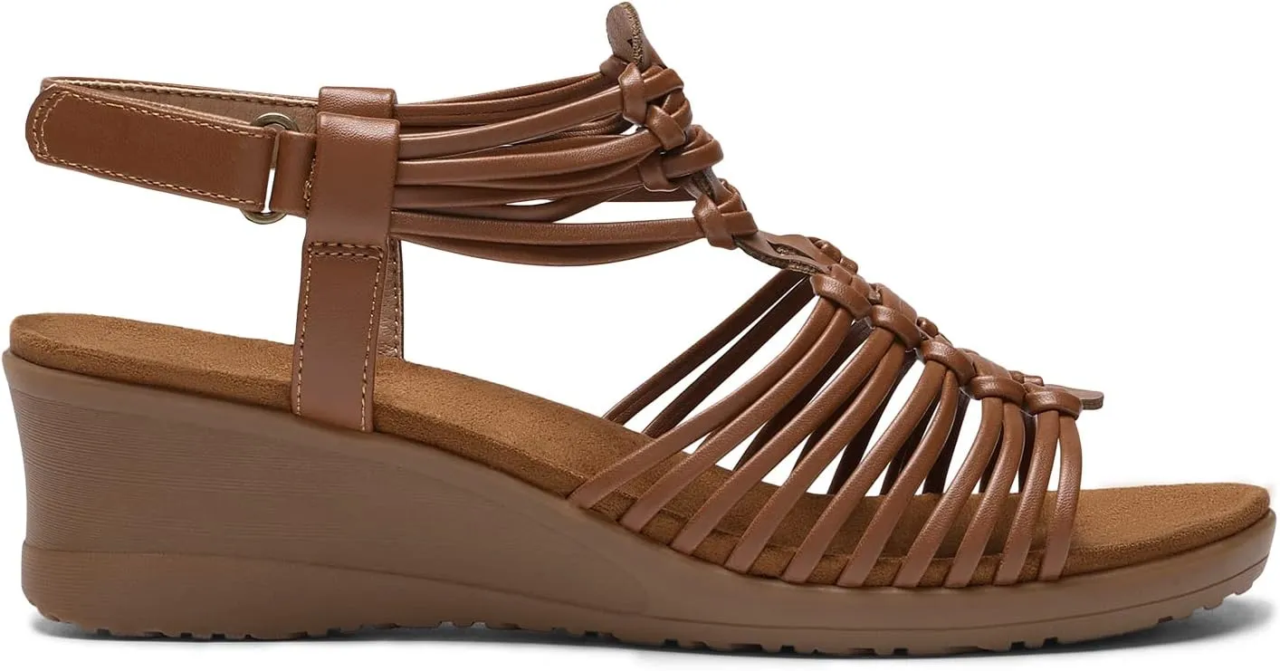 DREAM PAIRS Women's Comfortable Strappy Low Heel Open Toe Slip-On Wedge Sandals Arch Support for Summer Dressy Shoes