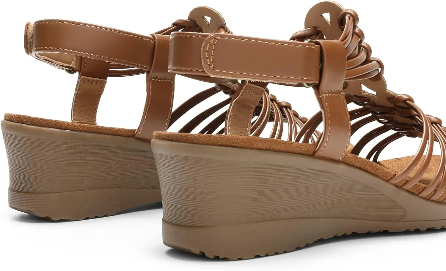 DREAM PAIRS Women's Comfortable Strappy Low Heel Open Toe Slip-On Wedge Sandals Arch Support for Summer Dressy Shoes