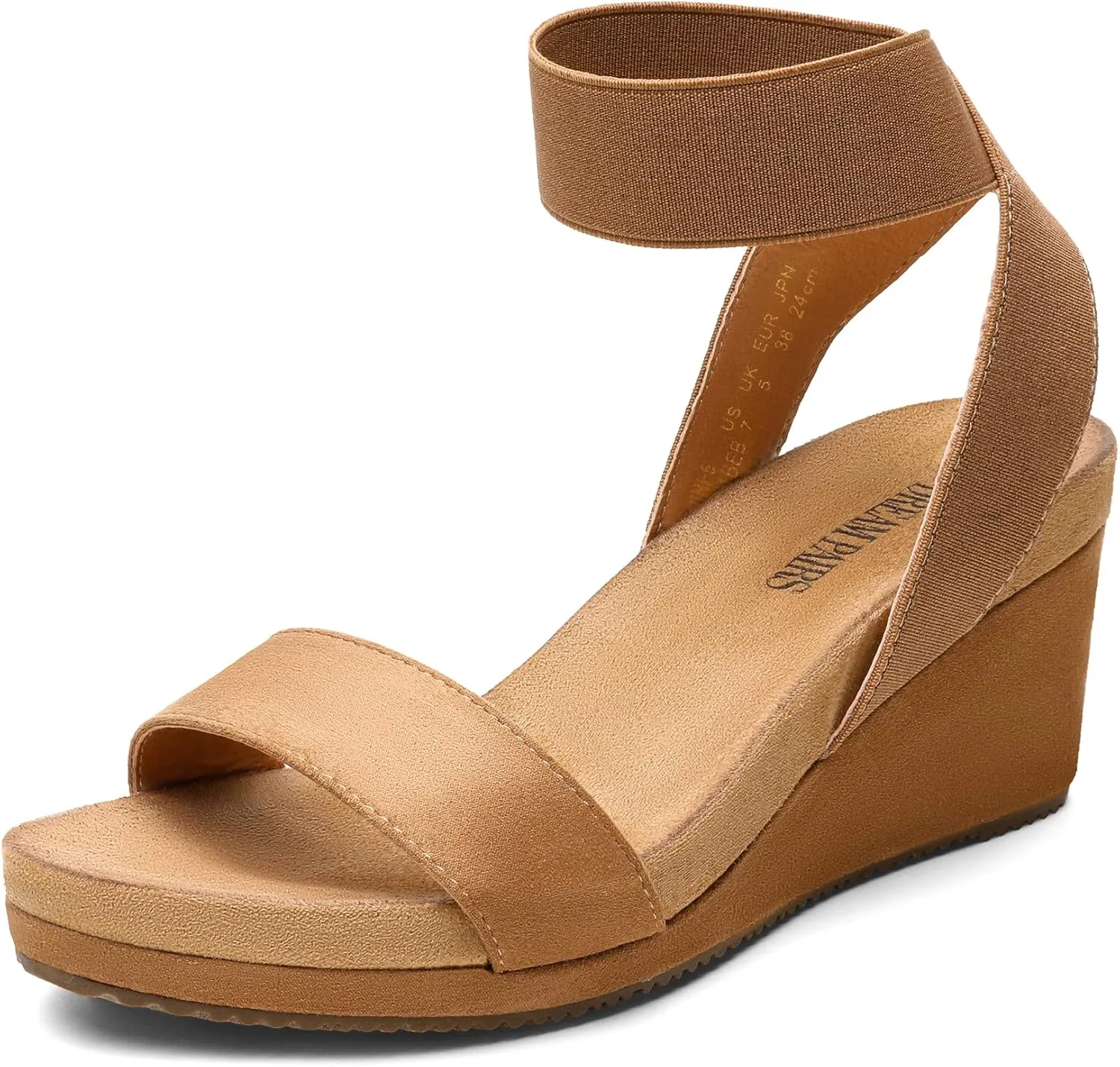 DREAM PAIRS Womens Elastic Ankle Strap Open Toe Platform Wedge Sandals Comfortable Summer Shoes