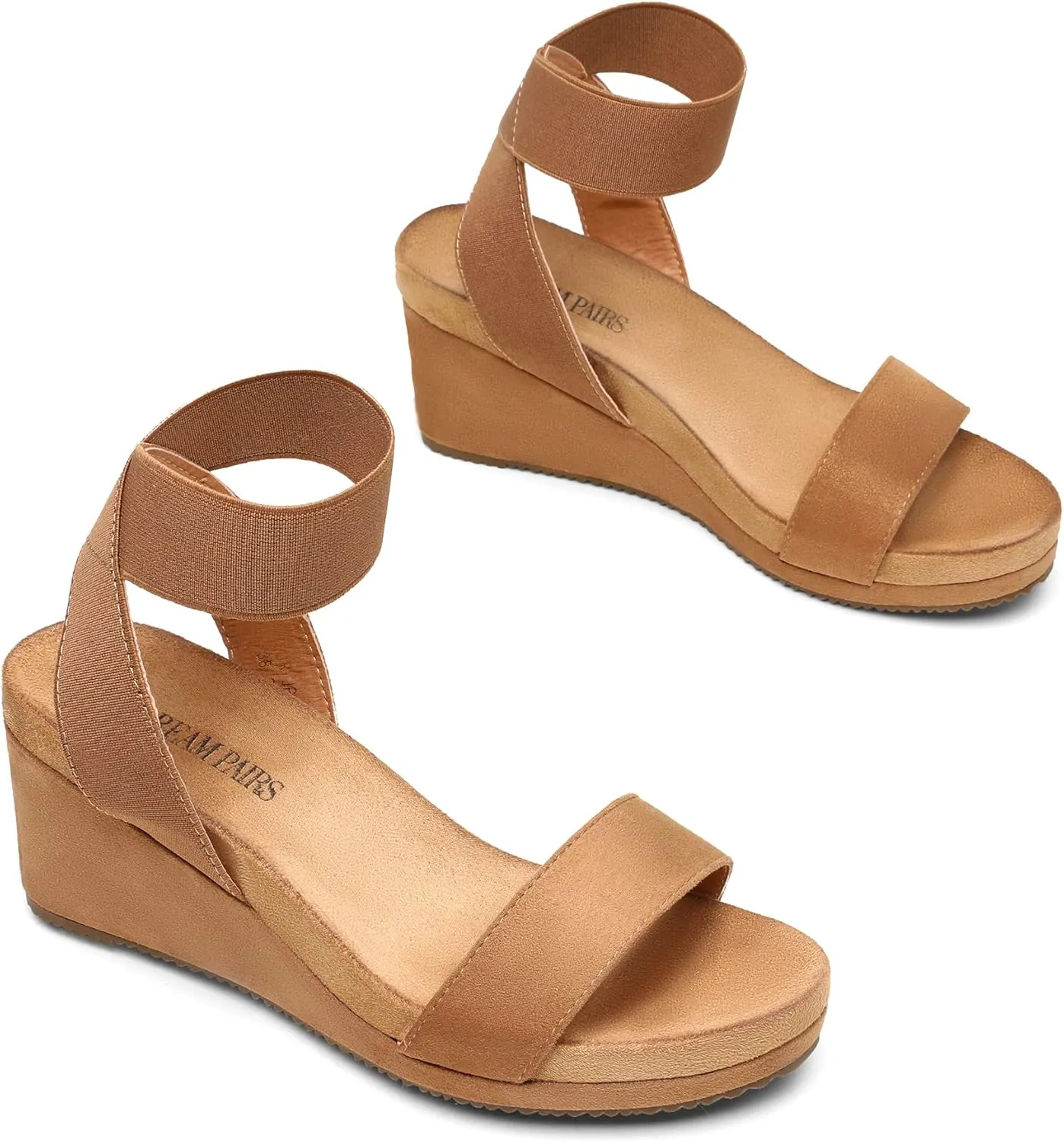 DREAM PAIRS Womens Elastic Ankle Strap Open Toe Platform Wedge Sandals Comfortable Summer Shoes