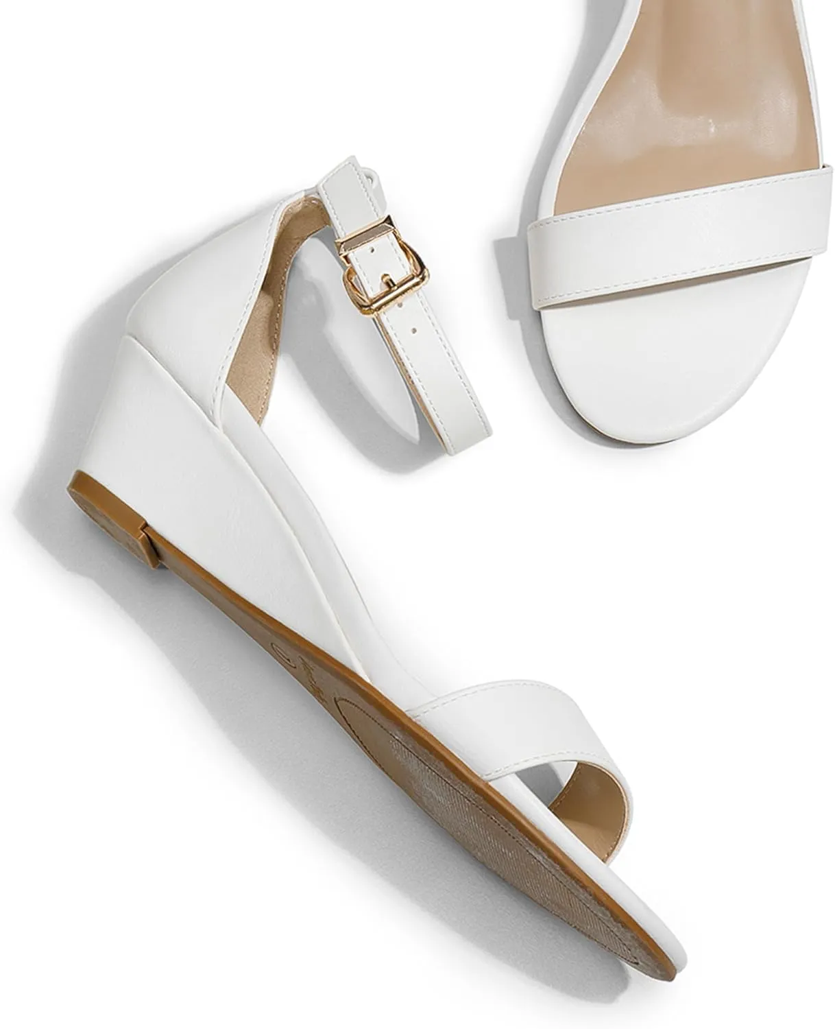 DREAM PAIRS Women's Ingrid Ankle Strap Low Wedge Sandal