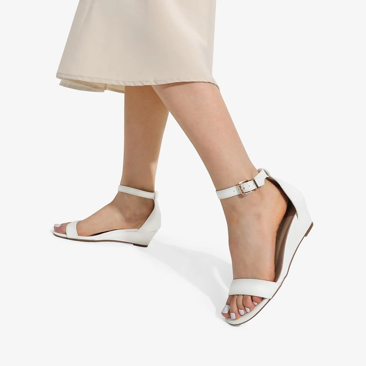 DREAM PAIRS Women's Ingrid Ankle Strap Low Wedge Sandal