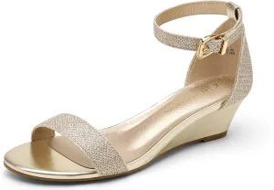 DREAM PAIRS Women's Ingrid Ankle Strap Low Wedge Sandal
