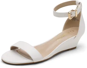 DREAM PAIRS Women's Ingrid Ankle Strap Low Wedge Sandal