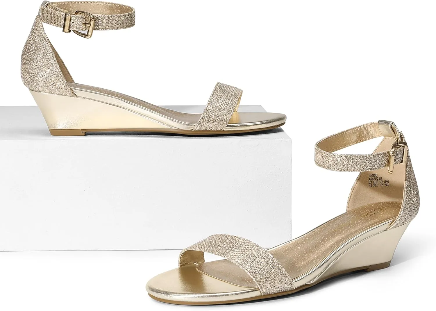 DREAM PAIRS Women's Ingrid Ankle Strap Low Wedge Sandal