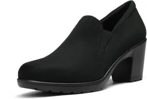 DREAM PAIRS Women's Low Chunky Block Heels Pumps Comfortable Slip-on Heeled Loafers Dress Work Shoes for Office Business