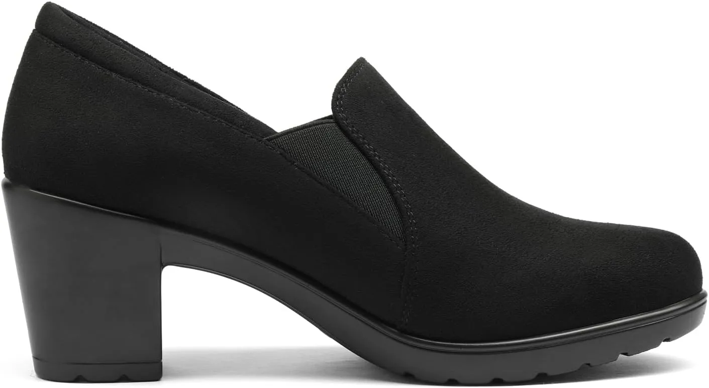 DREAM PAIRS Women's Low Chunky Block Heels Pumps Comfortable Slip-on Heeled Loafers Dress Work Shoes for Office Business