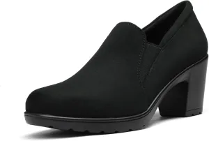 DREAM PAIRS Women's Low Chunky Block Heels Pumps Comfortable Slip-on Heeled Loafers Dress Work Shoes for Office Business