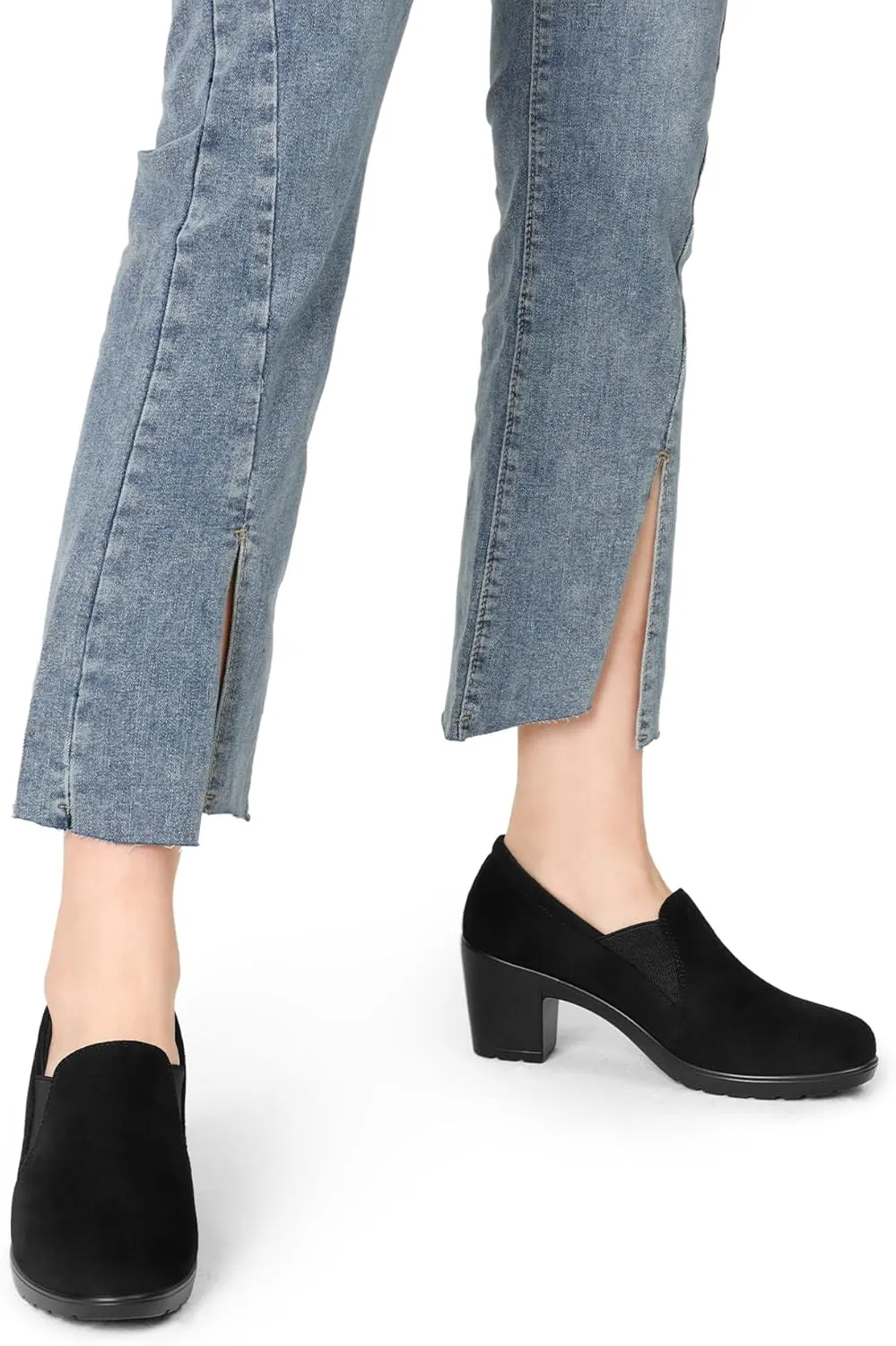 DREAM PAIRS Women's Low Chunky Block Heels Pumps Comfortable Slip-on Heeled Loafers Dress Work Shoes for Office Business