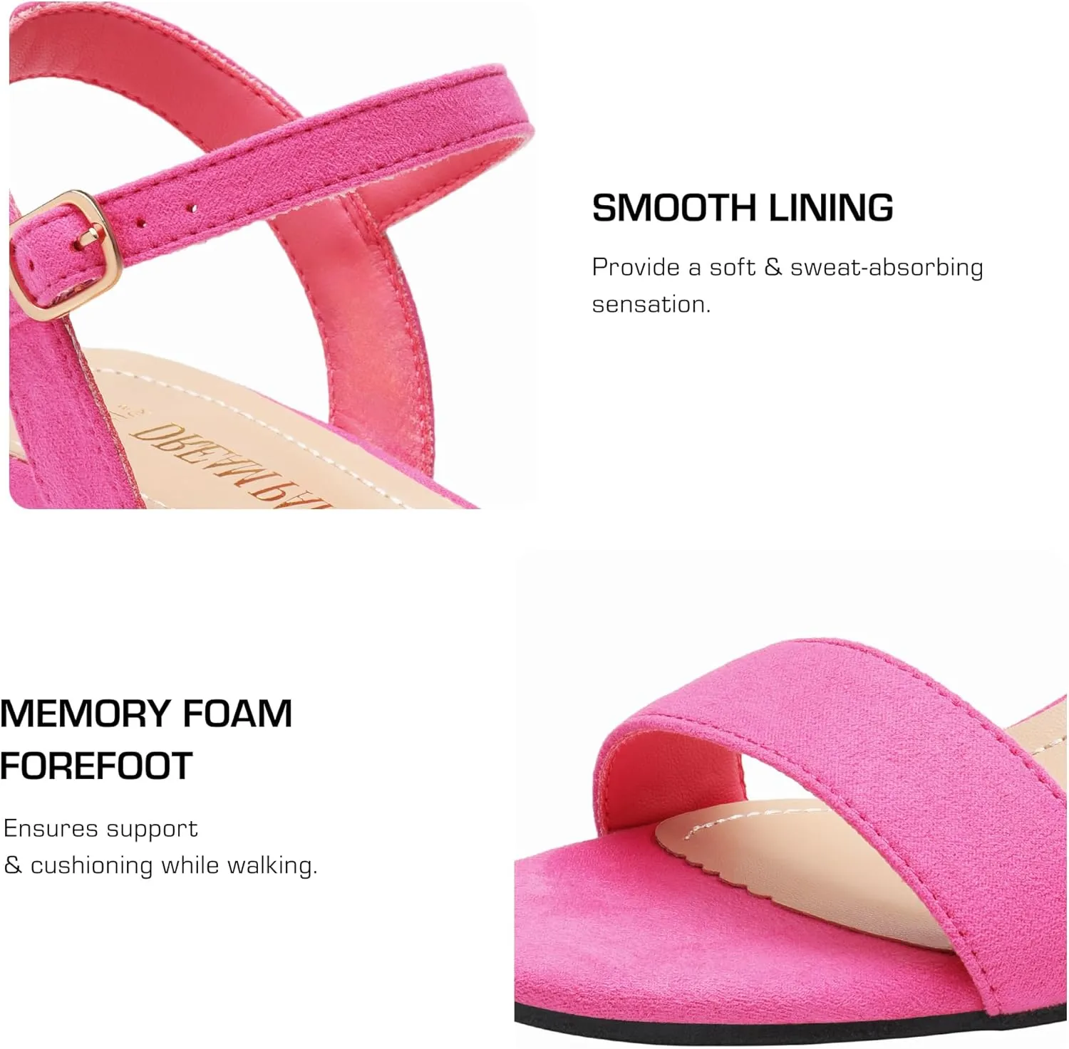 DREAM PAIRS Women's Low Heels Block Open Toe Ankle Strap Classic Short Chunky Sandals with Buckle for Daily Work Wedding Party
