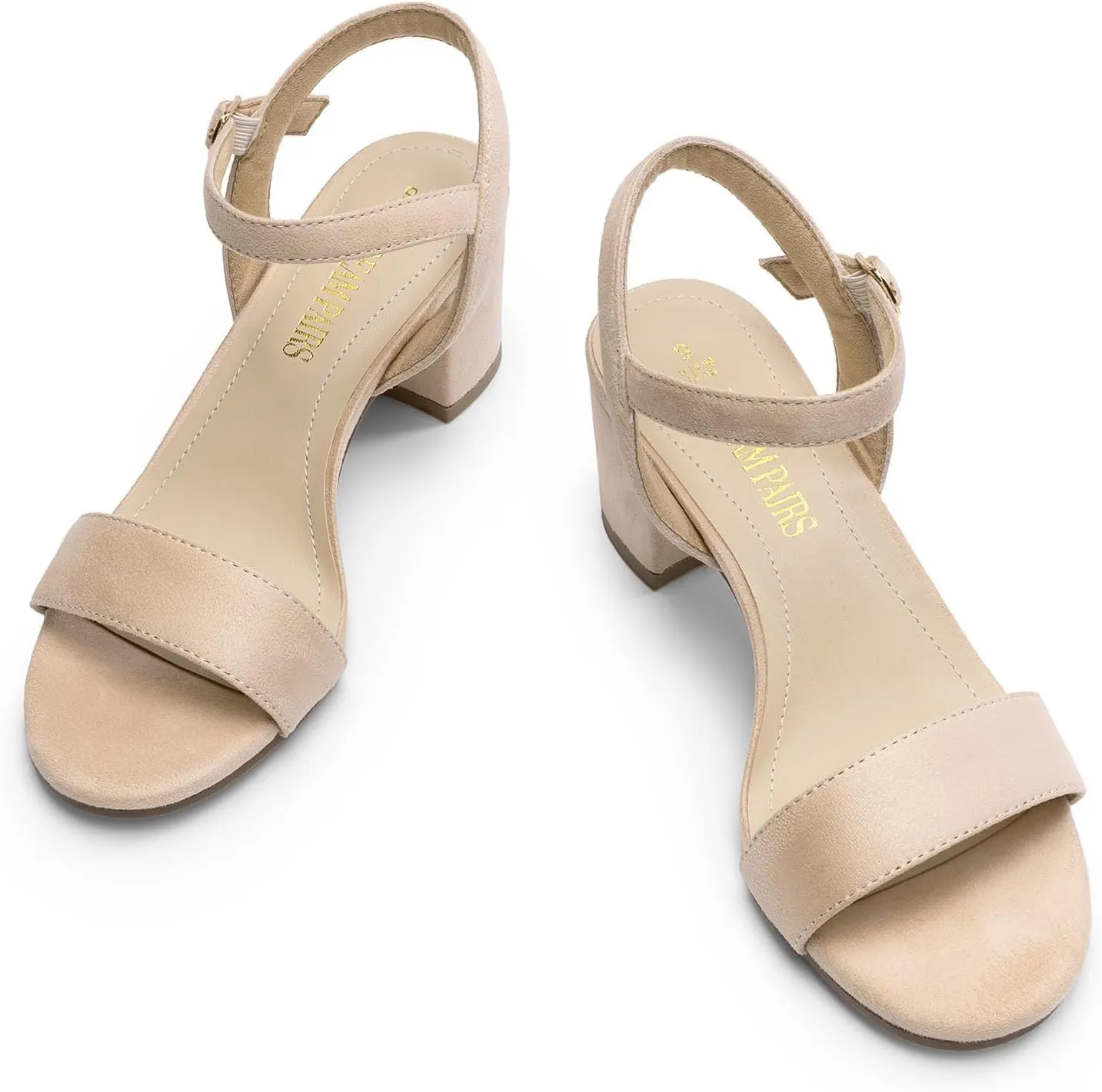 DREAM PAIRS Women's Low Heels Block Open Toe Ankle Strap Classic Short Chunky Sandals with Buckle for Daily Work Wedding Party