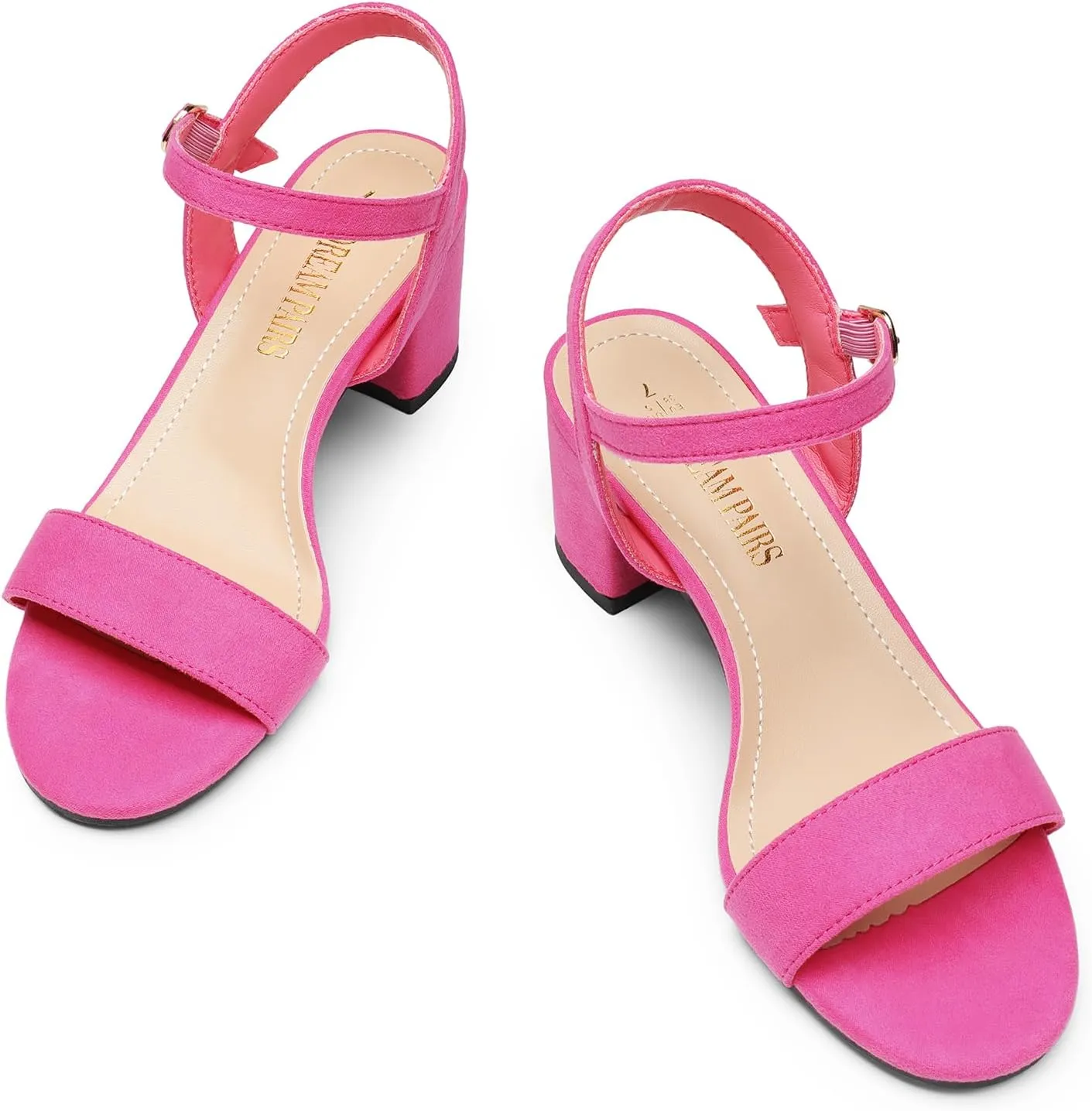 DREAM PAIRS Women's Low Heels Block Open Toe Ankle Strap Classic Short Chunky Sandals with Buckle for Daily Work Wedding Party
