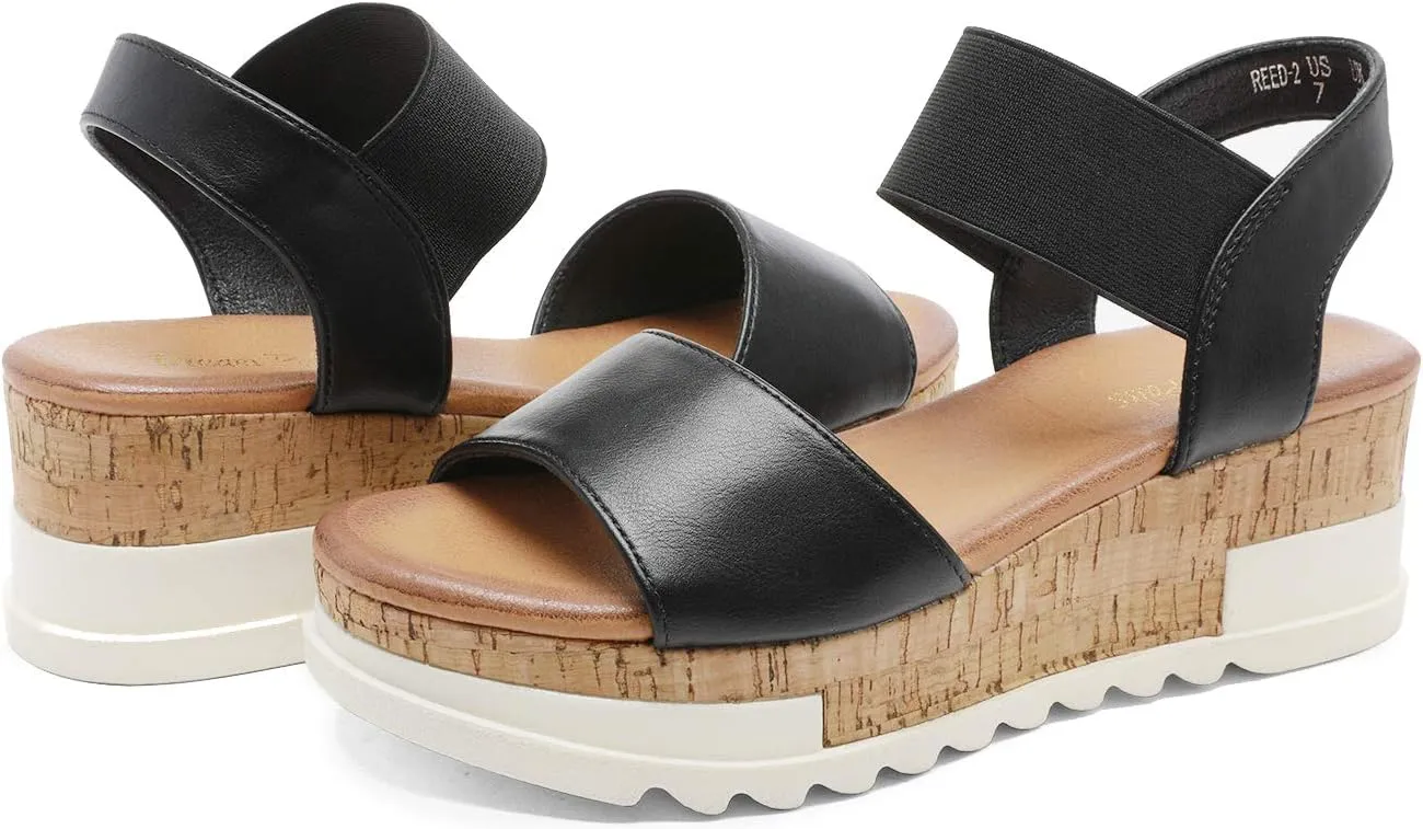 DREAM PAIRS Women's Open Toe Ankle Strap Casual Flatform Platform Wedges Sandals