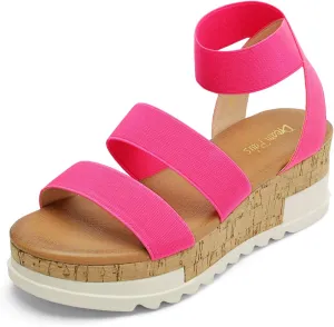 DREAM PAIRS Women's Open Toe Ankle Strap Casual Flatform Platform Wedges Sandals