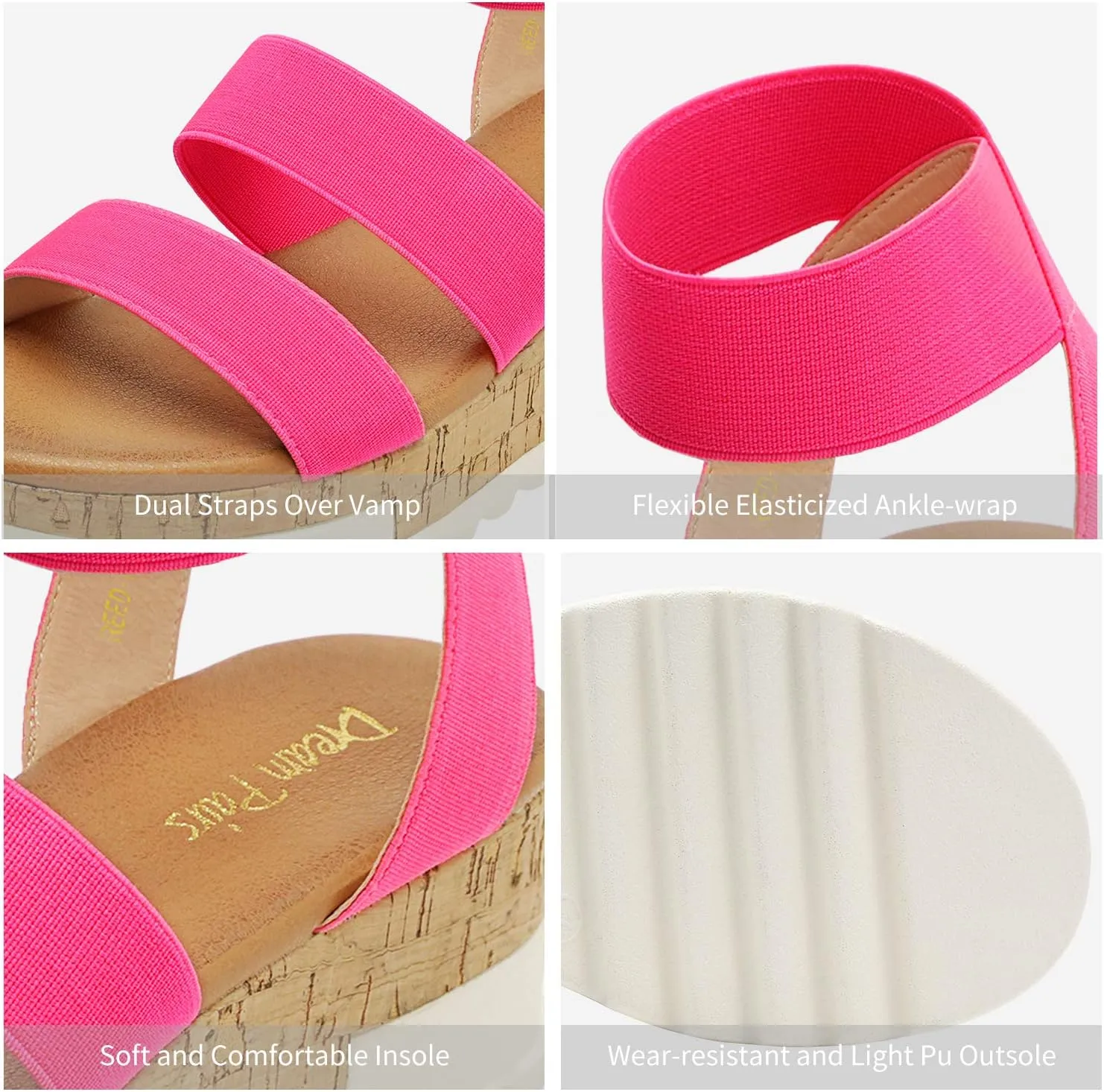 DREAM PAIRS Women's Open Toe Ankle Strap Casual Flatform Platform Wedges Sandals