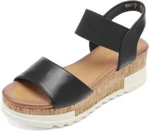 DREAM PAIRS Women's Open Toe Ankle Strap Casual Flatform Platform Wedges Sandals