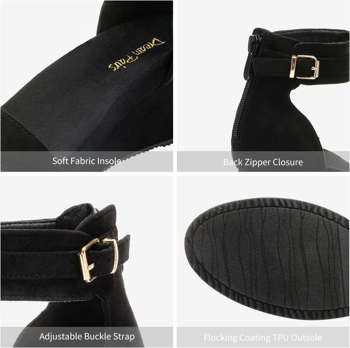 DREAM PAIRS Women's Open Toe Buckle Ankle Strap Platform Wedge Sandals Summer Shoes.