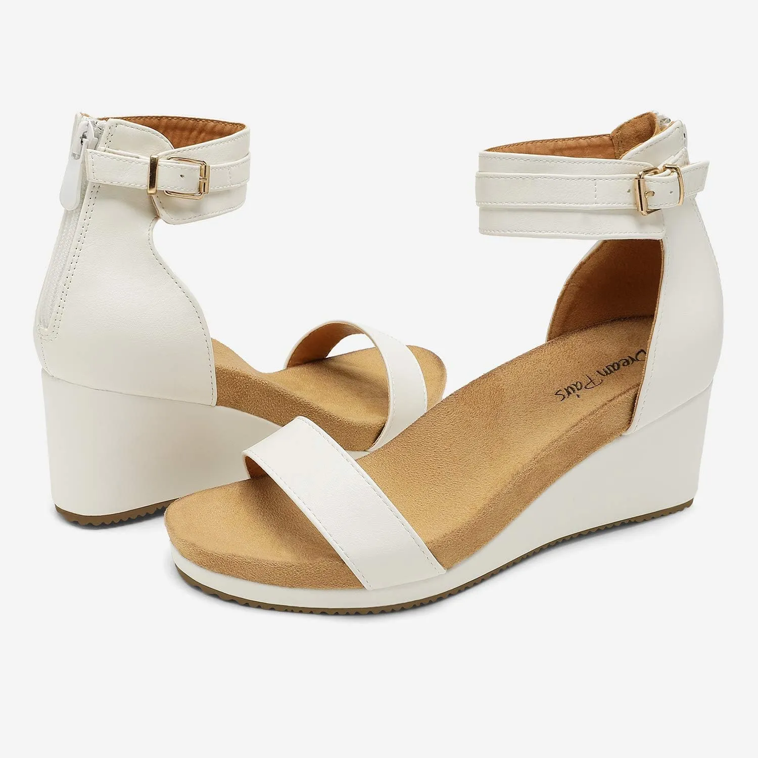 DREAM PAIRS Women's Open Toe Buckle Ankle Strap Platform Wedge Sandals Summer Shoes.