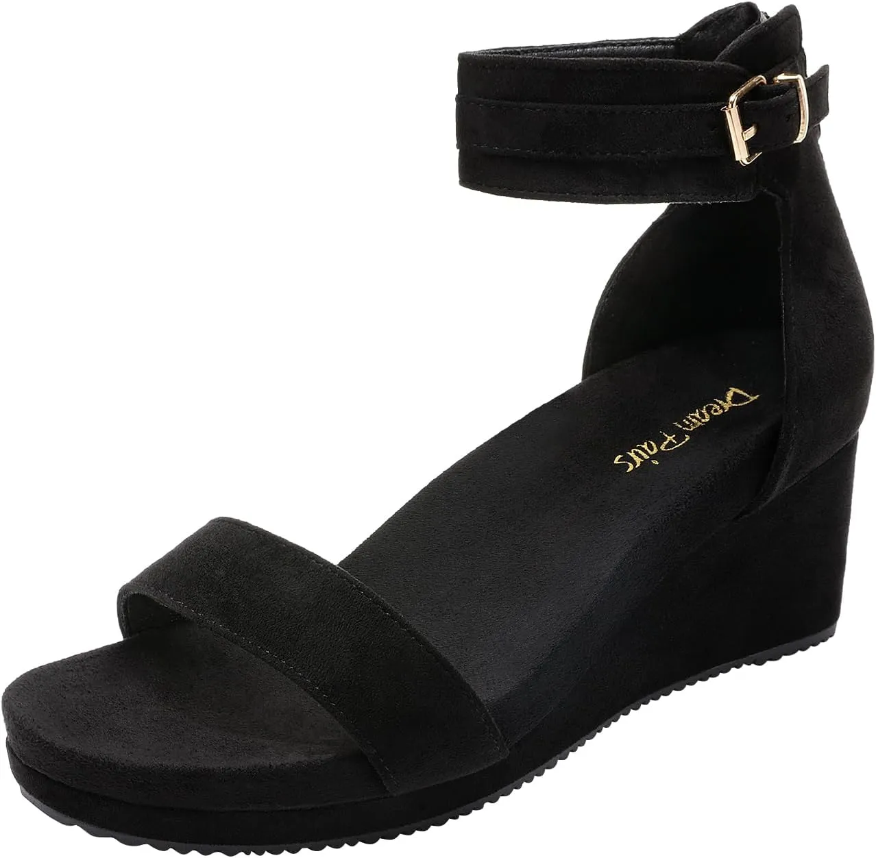 DREAM PAIRS Women's Open Toe Buckle Ankle Strap Platform Wedge Sandals Summer Shoes.