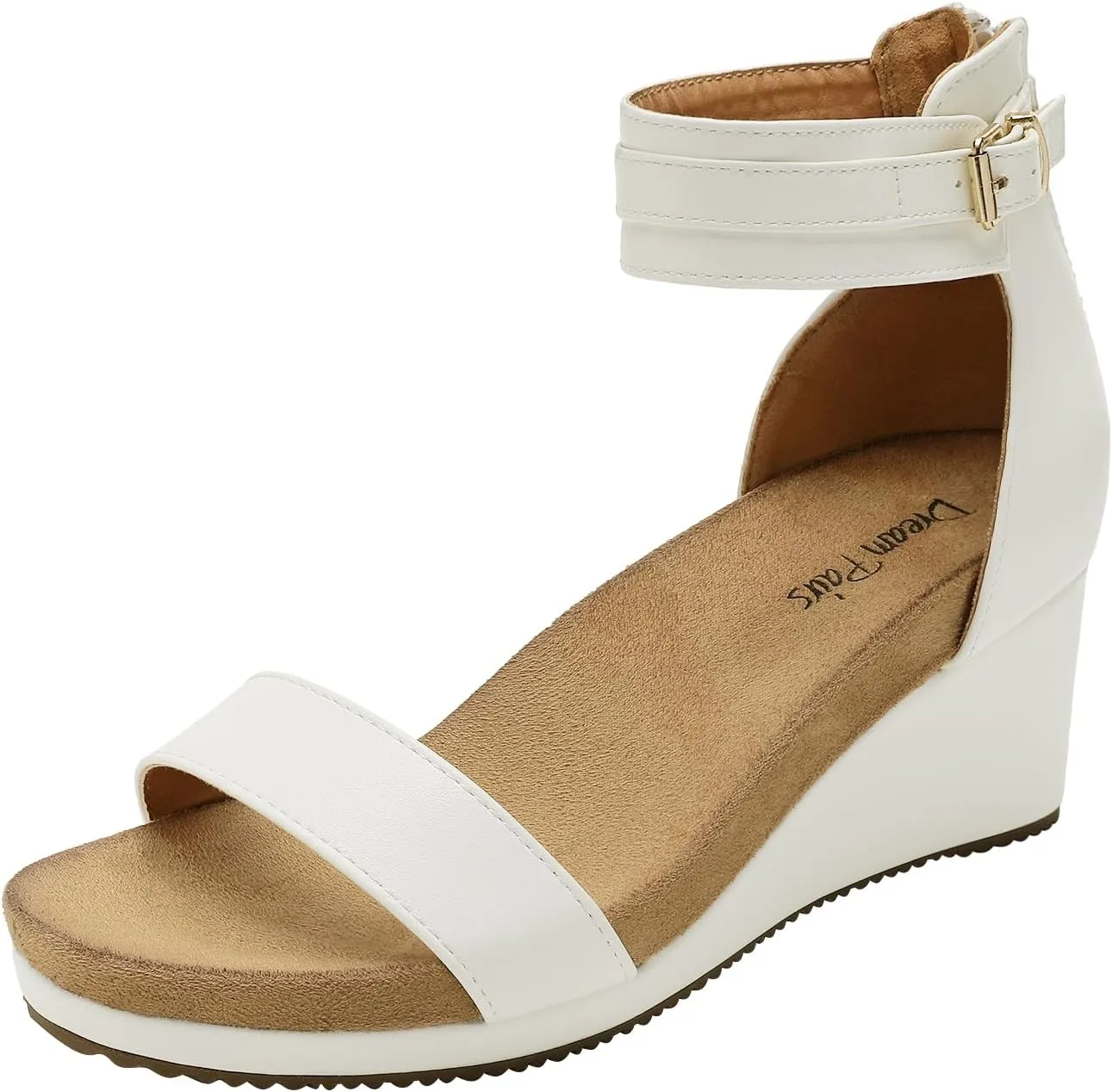 DREAM PAIRS Women's Open Toe Buckle Ankle Strap Platform Wedge Sandals Summer Shoes.