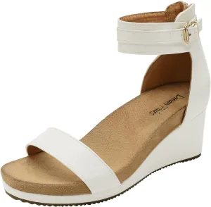 DREAM PAIRS Women's Open Toe Buckle Ankle Strap Platform Wedge Sandals Summer Shoes.