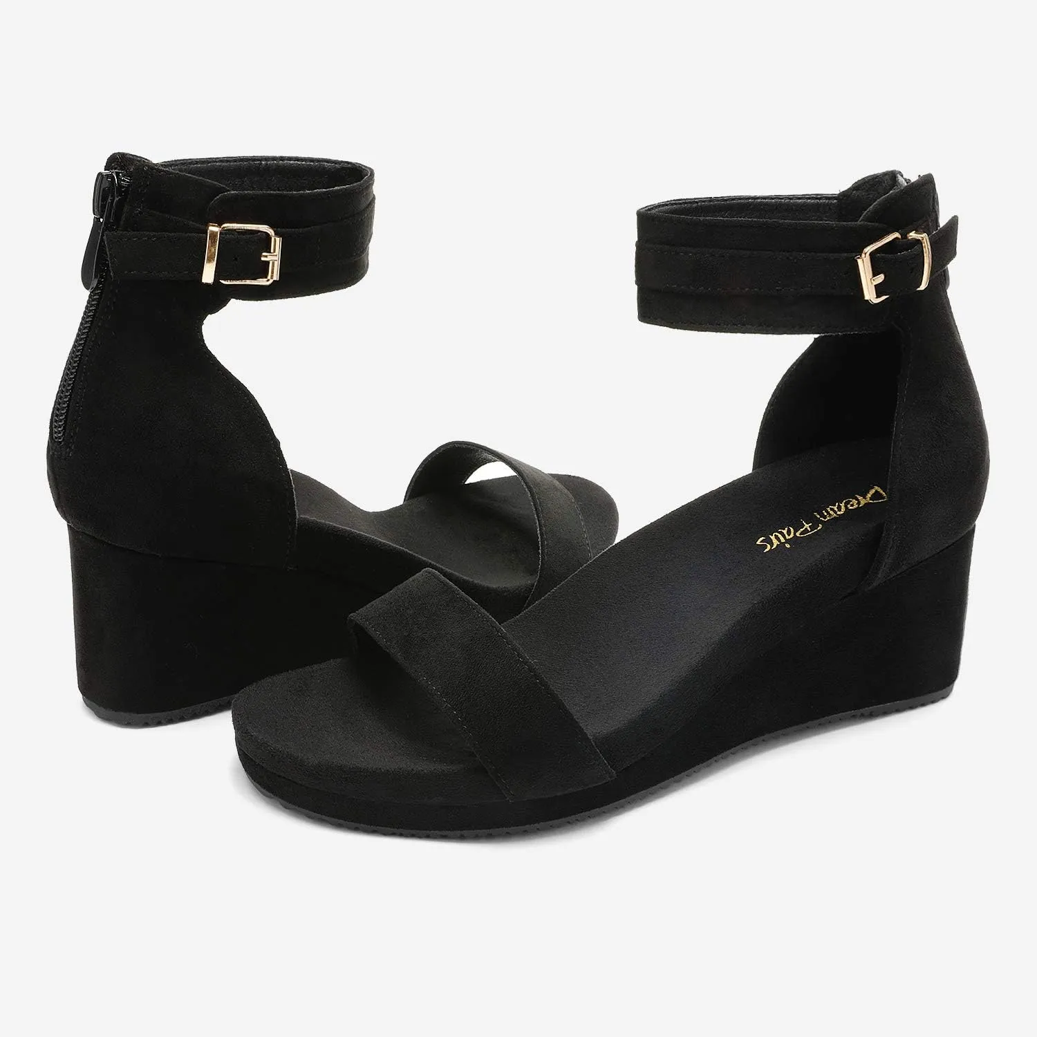 DREAM PAIRS Women's Open Toe Buckle Ankle Strap Platform Wedge Sandals Summer Shoes.