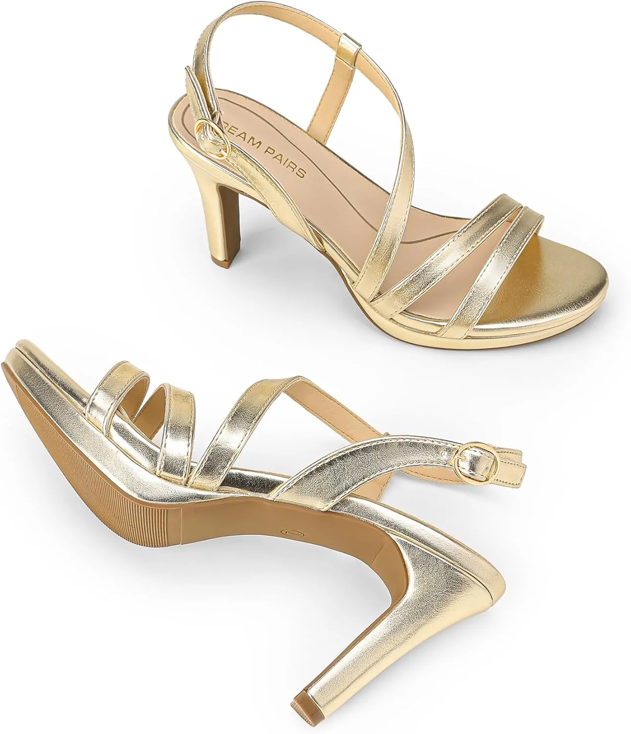 DREAM PAIRS Women's Platform Strappy Heels High Heeled Sandals Open Toe Comfortable Dressy Shoes with Adjustable Ankle Strap