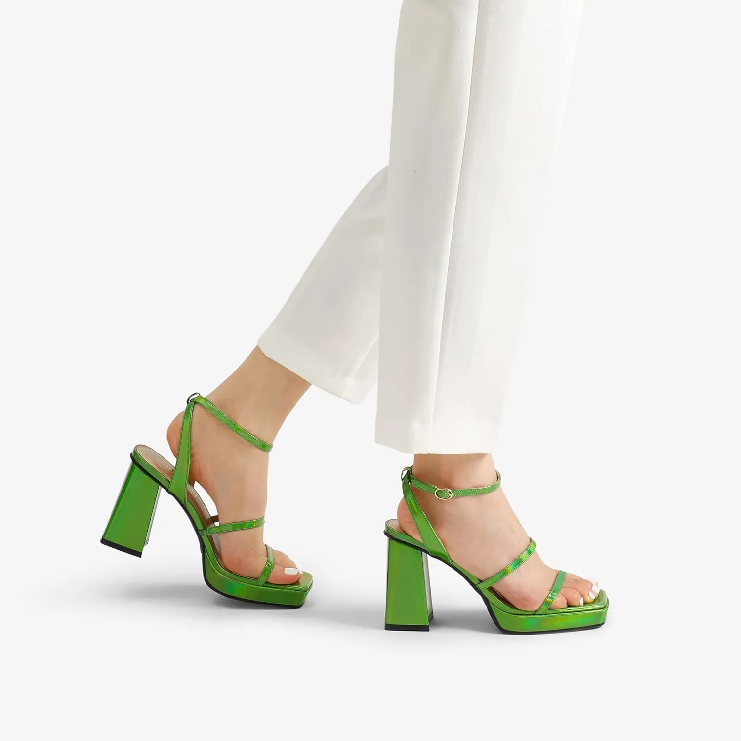 DREAM PAIRS Women's Platform Strappy Heels Open Toe Ankle Strap Square Party Sandals Y2K Dress Shoes