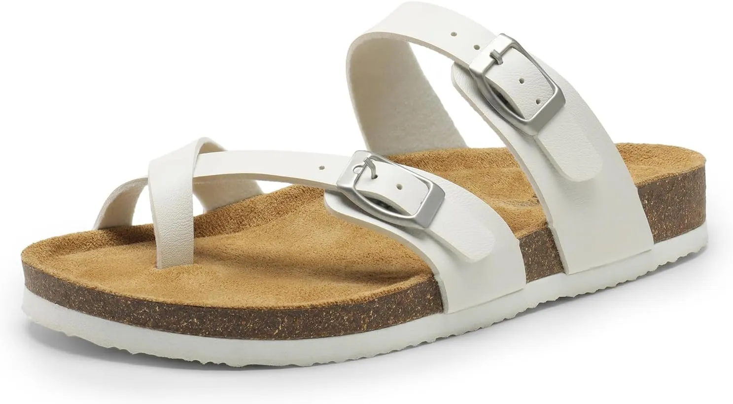 DREAM PAIRS Women's Thong Slide Sandals with Cork Footbed Open Toe Adjustable Slip On Slippers Comfort Flat Sandals for Summer