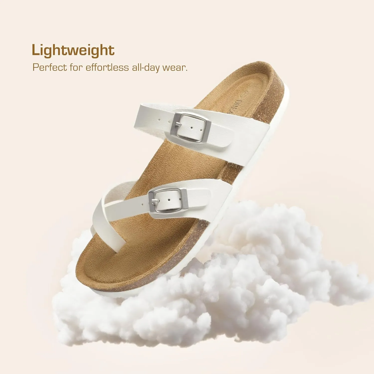 DREAM PAIRS Women's Thong Slide Sandals with Cork Footbed Open Toe Adjustable Slip On Slippers Comfort Flat Sandals for Summer