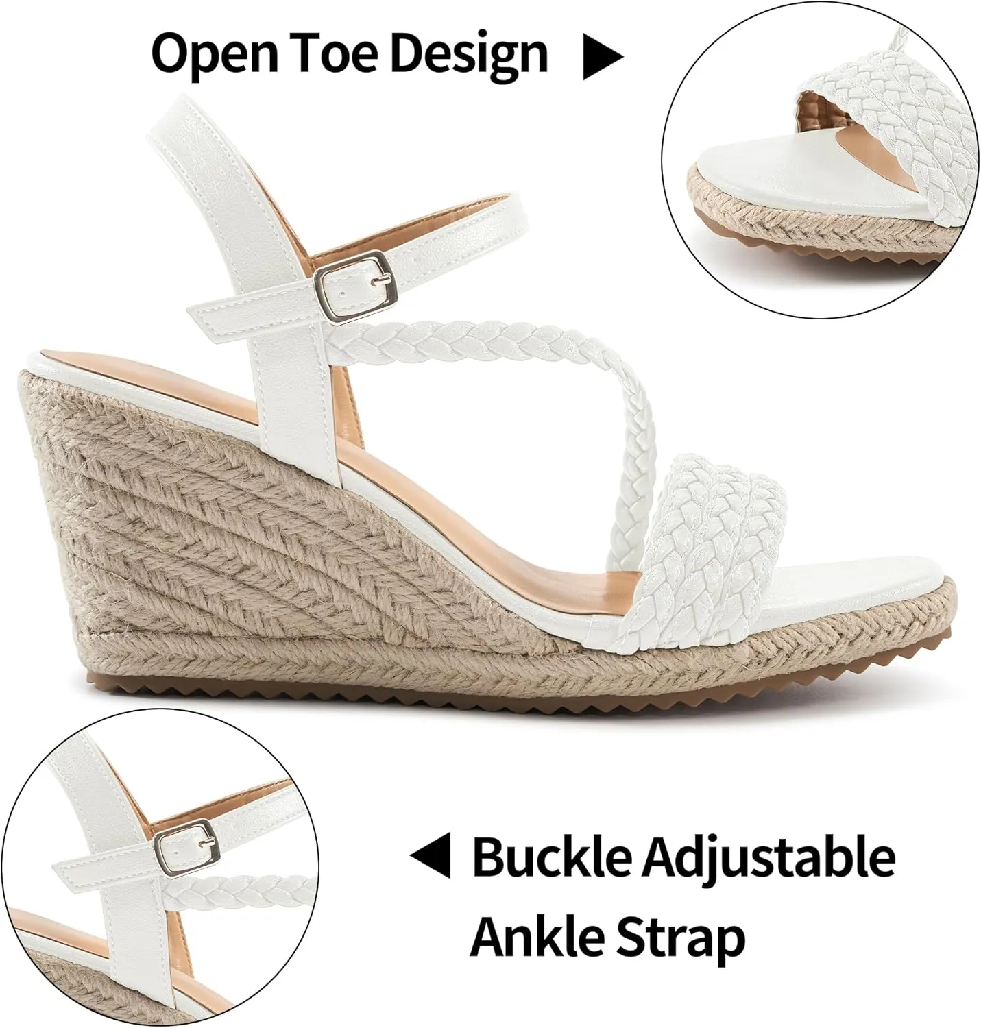 Dressy Wedge Sandals for Women: Ankle Strap Espadrille Open Toe Wedges - Comfortable Casual Womens Platform Shoes