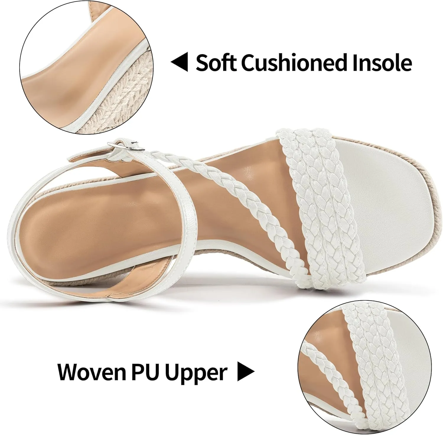 Dressy Wedge Sandals for Women: Ankle Strap Espadrille Open Toe Wedges - Comfortable Casual Womens Platform Shoes