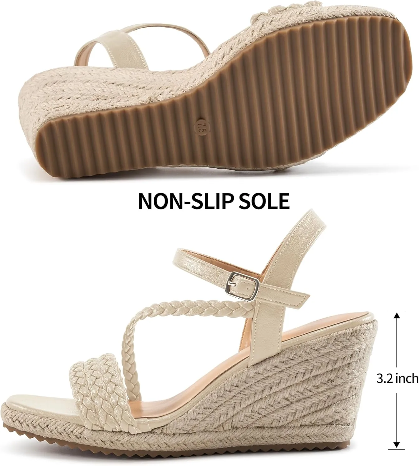 Dressy Wedge Sandals for Women: Ankle Strap Espadrille Open Toe Wedges - Comfortable Casual Womens Platform Shoes